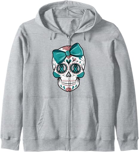 Skull Awareness Threads - sugar skull zip up hoodie mens