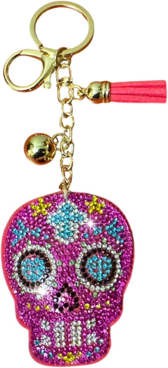 Double Sided Keychains for Women and Girls, Rhinestone Bag Charm, Sparkly Bling Purse Charms, Cool Gifts for Women - sugar skull handbags for sale