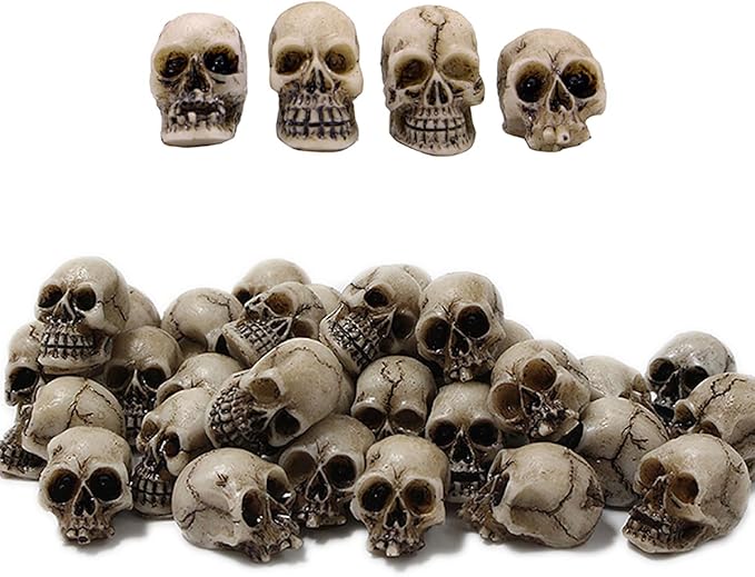 Mini Skulls Figurine Skeleton Head Miniatures for Halloween Decor, Skull Decor, Dollhouse Accessories for Halloween Decorations,40pcs - sugar skull figurine collectible