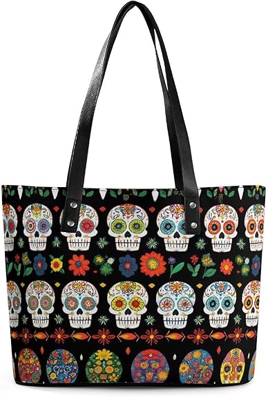Large Tote Bag Fashion Handbag With Zipper For Women And Men - sugar skull handbags for sale
