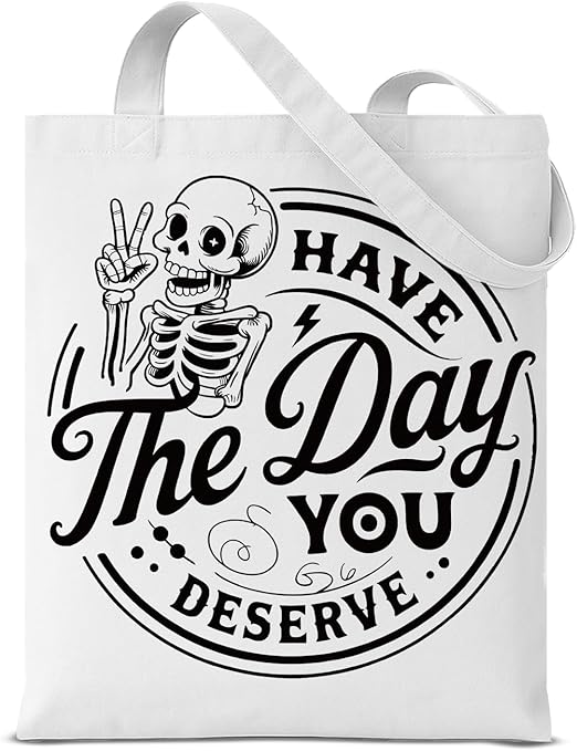 Aesthetic Canvas Tote Bag - Reusable Shoulder Tote Bag for Women Lady Casual Vacation Shopping Work Gym - canvas sugar skull tote bag