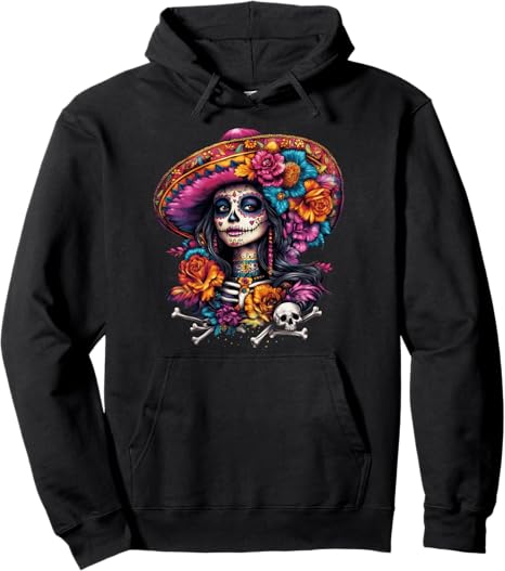 De Los Muertos Mexican Sugar Skull Women - sugar skull hoodie mens