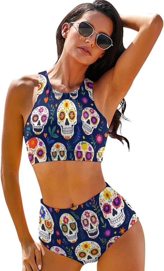 Meaudiwes - sugar skull bikini set