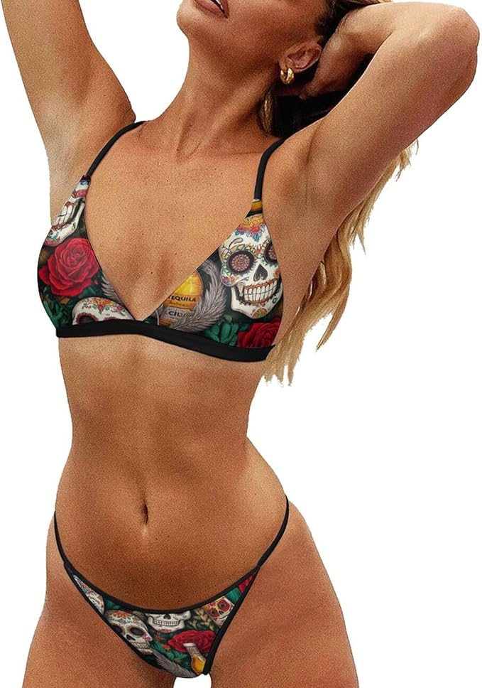 CWECVWE - sugar skull bikini set