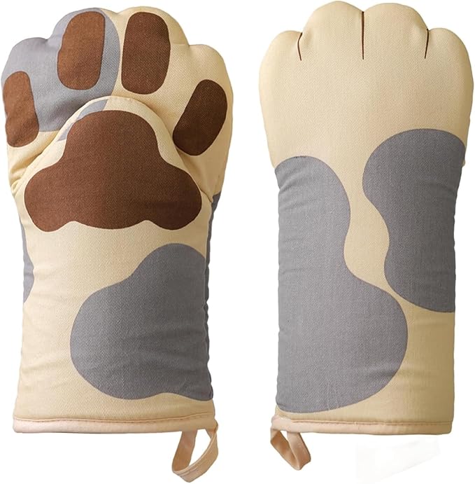 1 Pair Funny Oven Mitts, Cat Claw Mitts, Heat Resistant Kitchen Oven Mitts for Cooking, Baking, Microwave Machine - sugar skull oven mitts