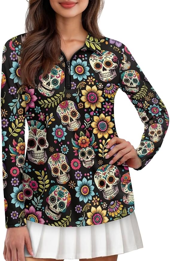 Gdxynsmny - sugar skull long sleeve shirt mens