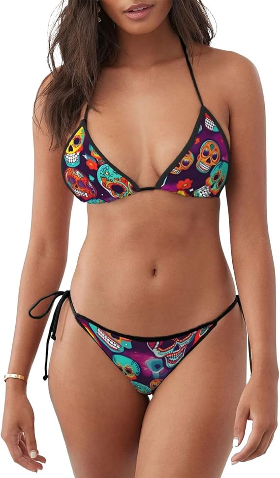 MJHKXLJ - sugar skull bikini set