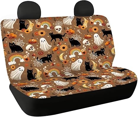 Car Seat Covers Backseat,Cars Accessories Dog Seat Cover for Back Seat Non-Slip Soft Pet Seat Cover for Cars Back Seat,Bench Protective Covers Halloween Ghost - sugar skull car pet seat cover