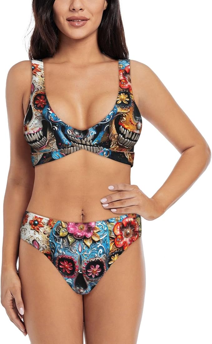 DUWAA - sugar skull bikini set