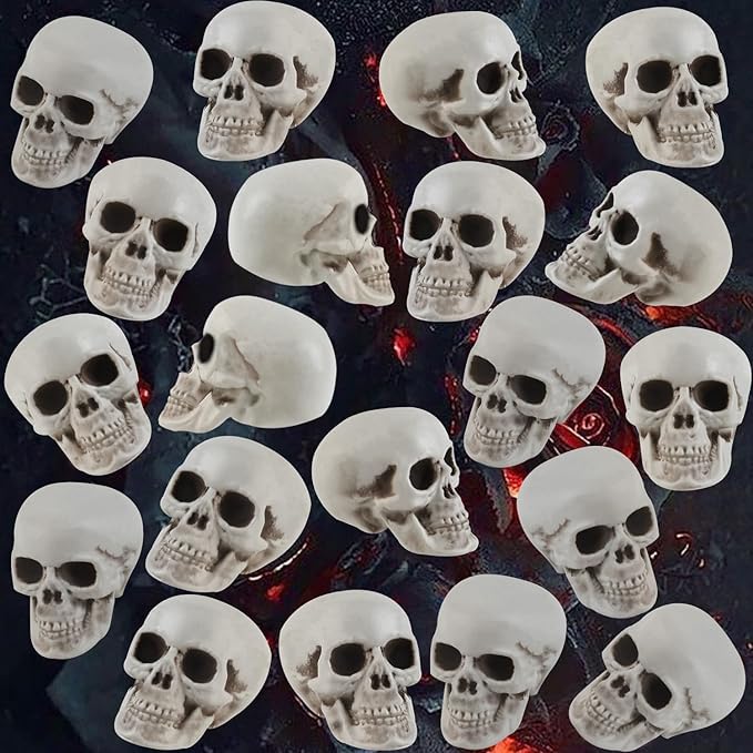 20 Pcs Halloween Skulls Realistic Looking Skulls Skeleton Head for Halloween Bar Home Table Decoration Model Human Skeleton Statue (1.6 x 1.8 x 2.3 Inches) - sugar skull figurine collectible