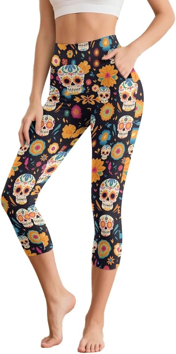 Semiouray - sugar skull leggings for women