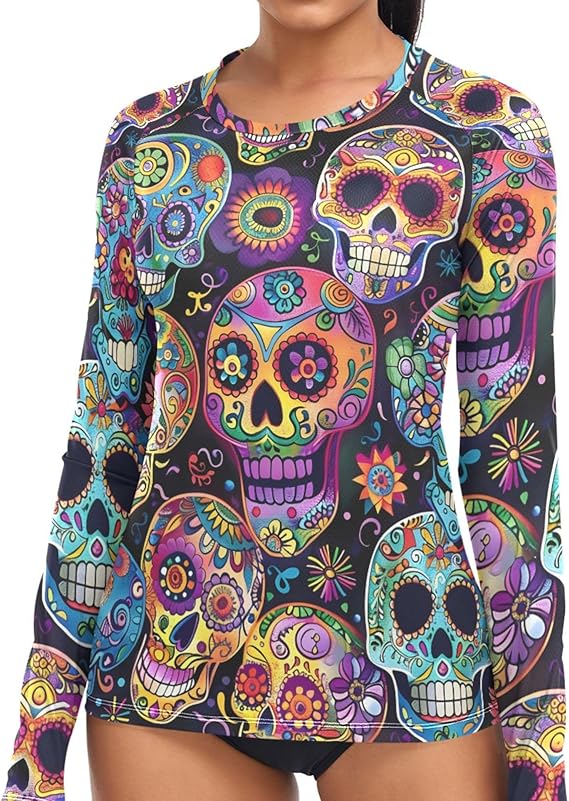 ALAZA - sugar skull long sleeve shirt mens