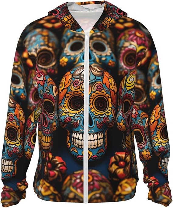 AWUCDIMFWX - sugar skull zip up hoodie mens