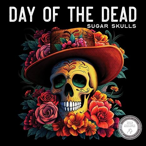 Day of the Dead Calendar 2026 | Sugar Skulls Dia De Muertos Mexico Wall Calendar | 12" x 24" | Marble City Press | Hand-Drawn Mexican Folk Art Illustrated Marigolds Ofrenda | Small Family Owned Business | Sustainable Plastic Free Packaging, Thick Art Paper - sugar skull poster print