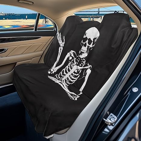 Skull Car Seat Cover Backseat Universal Rear Car Seat Bench Towel Non-Slip Saddle Blanket Seats Protector for Sedans, SUVs, Vans Auto Accessories - sugar skull car pet seat cover