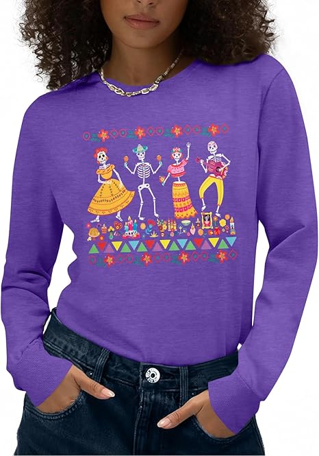 ASTANFY - sugar skull long sleeve shirt mens