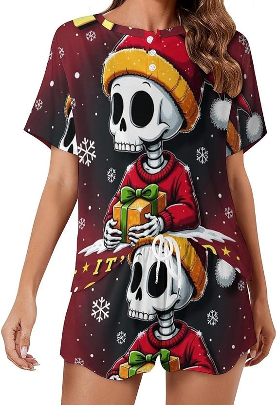 WOEZKEX - sugar skull pajamas womens