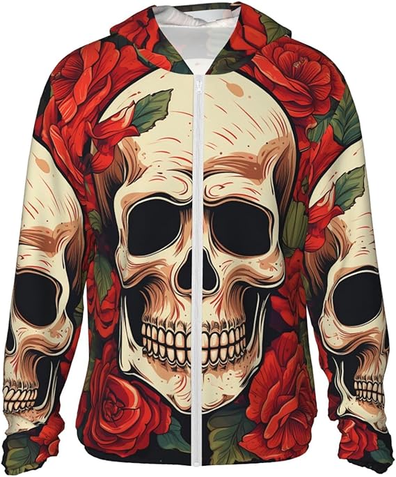 AWUCDIMFWX - sugar skull zip up hoodie mens