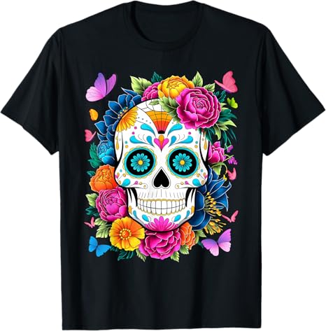 Skull Roses Lover Gift Co. - sugar skull t-shirt womens