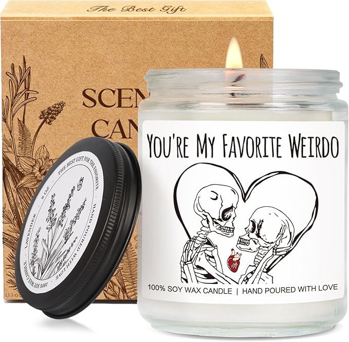 Dark Gothic Humor Halloween Valentines Day Scented Candle Gifts for Couples Him Her, You're My Favorite Weirdo - Goth Spooky Skeletons Halloween Candle Gifts for Boyfriend Girlfriend Husband Wife-26 - sugar skull candle holder