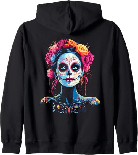 Beautiful Dia De Los Muertos Sugar Skull - sugar skull sweatshirt womens