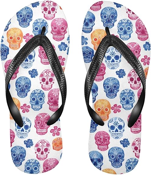 YMGQYJ - sugar skull flip flops womens