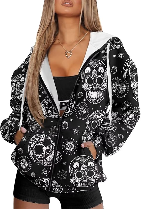 HUGS IDEA - sugar skull hoodie mens