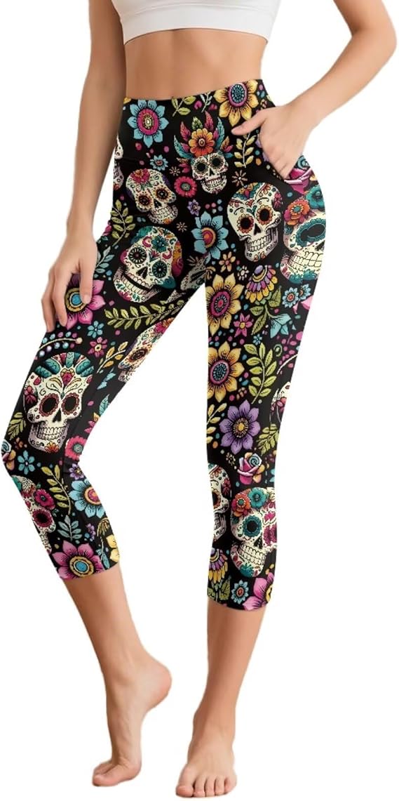 ELEDIZI - sugar skull leggings for women