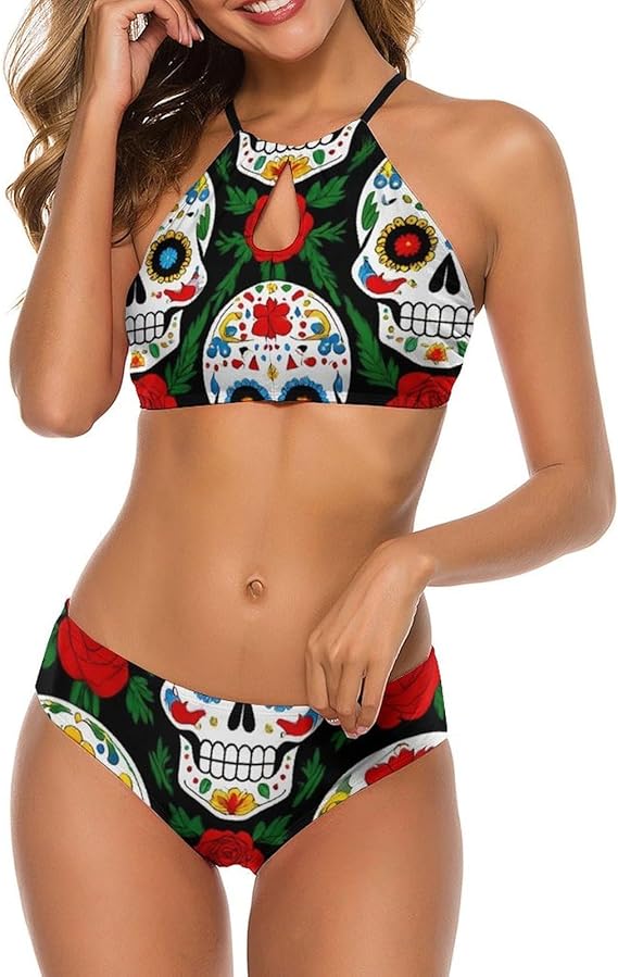 WOEZKEX - sugar skull bikini set