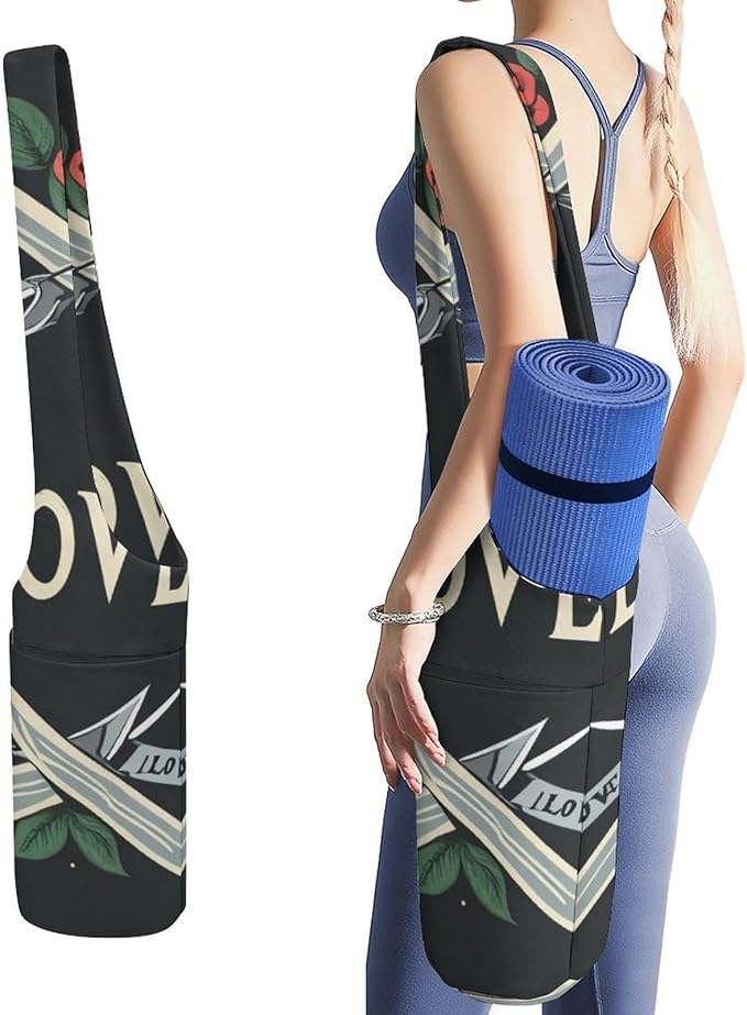 Yoga Bag, Womens Durable Novelty Yoga Mat Tote Gym Storage Holder with Pockets and Strap - sugar skull yoga mat