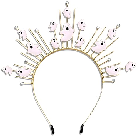 Halloween Headband for Women Gothic Ghost Headbands Halo Crown Halloween Accessories Outfits Spooky Ghost Costume Party Favors Decorations Gifts (Pattern D) - sugar skull flower crown