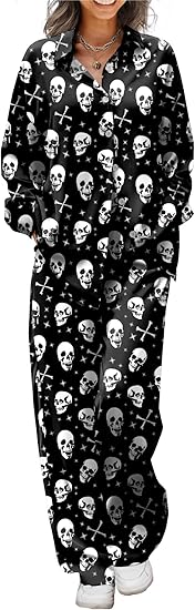 Ekouaer - sugar skull pajamas womens