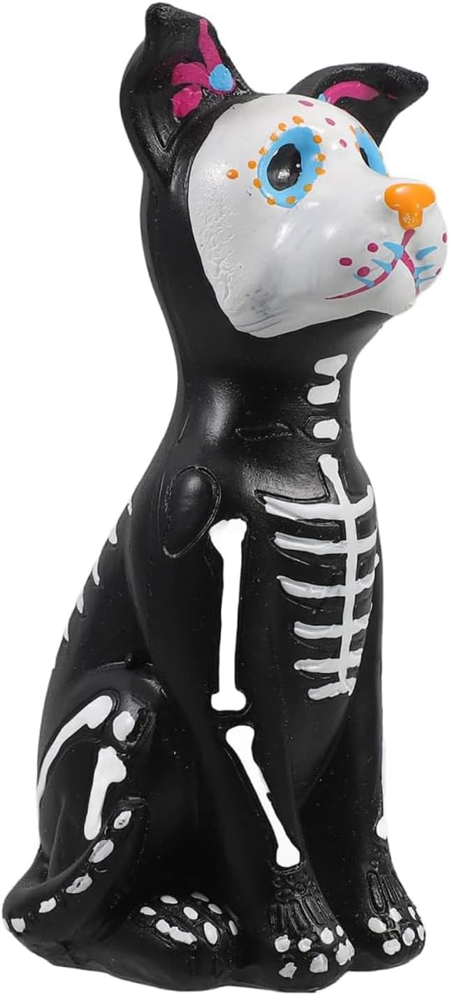 Day of The Dead Dog Figurine, Halloween Sugar Skulls Animal Statue Resin Skeleton Sculpture, Ofrenda Decorations for Altar Dog - sugar skull figurine collectible