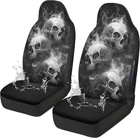 Renewold Waterproof Car Seat Cover Skull Pattern Bucket Seat Covers for Cars SUV Trucks Van Sedan Front Carseats Sweat Towel for Gym Workout Running Swimming Pet Dog Auto Cushion Pads - sugar skull car pet seat cover