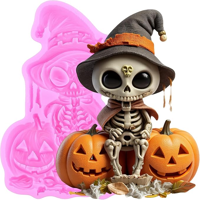 Halloween Silicone Molds Halloween Skull Pumpkin Fondant Mold for Cake Decoration Cupcake Topper Chocolate Candy Sugar Craft Gum Paste Polymer - sugar skull coffee cup