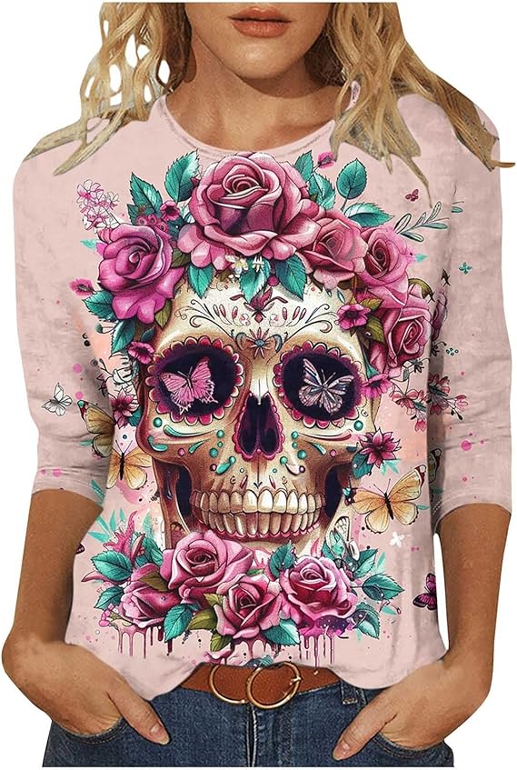 Generic - sugar skull long sleeve shirt mens