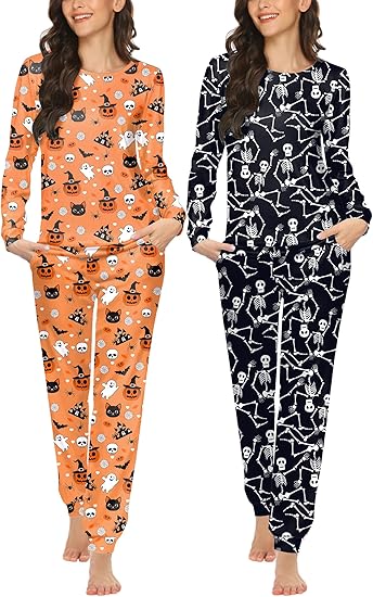 Ekouaer - sugar skull pajamas womens