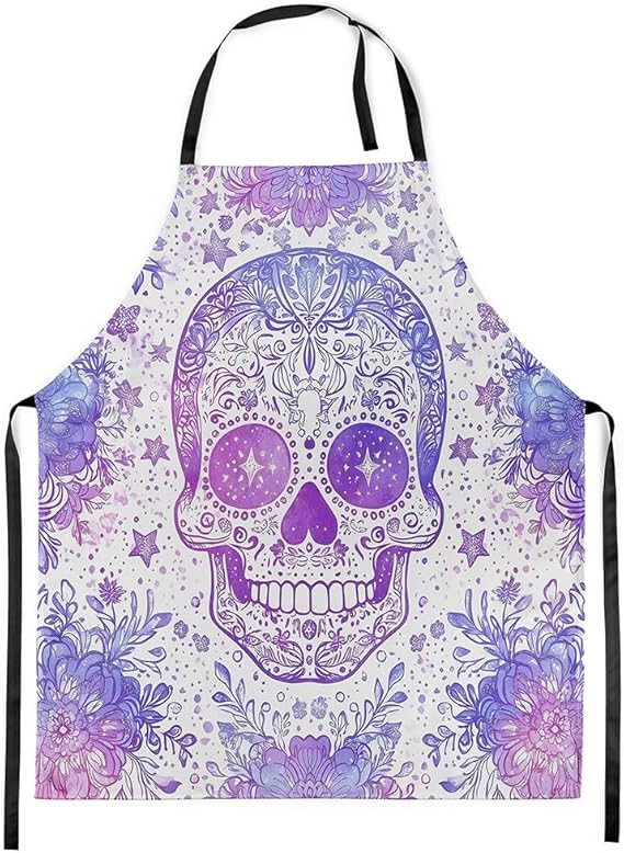 Manfei Cute Ghost Cat Apron for Kids Girls Boys,Halloween Ghost Natural Flowers Aprons for Baking,Cooking - sugar skull apron for women