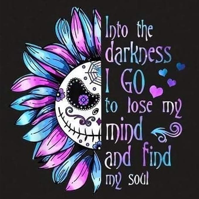 Xylogist Cute Sugar Skull Diamond Art Kits for Adults-“Into The Darkness I Go”Diamond Painting Kits for Beginners,5D Full Round Drill Gem Art Kit, Home Wall Decor 14x14 Inch - sugar skull canvas wall art