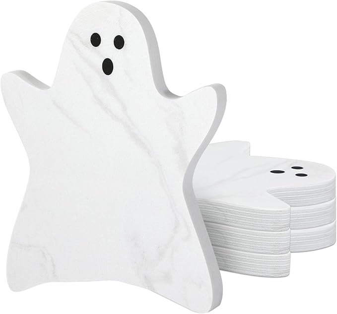4pcs Marble Coasters Halloween Ghost Coasters 4.7 x 3.9 Inches for Drinks Beverage Boo Mug Cup Car Desk Party Decoration(Halloween Ghost,White) - sugar skull coasters set