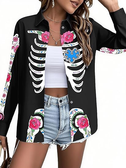 YI XIANG RAN - sugar skull long sleeve shirt mens