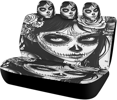Sugar Skull Art Universal Car Seat Cover Automotive Seat Covers Compatible Universal Fit for SUV Van Trucks - sugar skull car pet seat cover