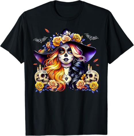 Day Of The Dead Dia De Los Muertos Catrina Woman. - sugar skull t-shirt womens