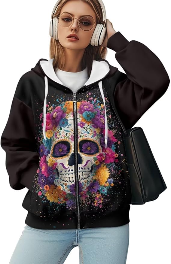 WELLFLYHOM - sugar skull sweatshirt womens