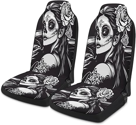 Sugar Skull Art Universal Car Seat Cover Automotive Seat Covers Compatible Universal Fit for SUV Van Trucks - sugar skull car pet seat cover