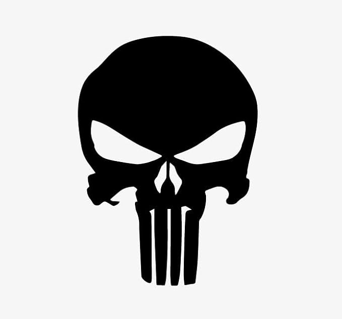 Punisher Skull Decal Vinyl Sticker for Car Truck Decal Van Windows Laptop Sticker, Black Skull Bumper Sticker | Black | 5.5 inches - sugar skull vinyl sticker