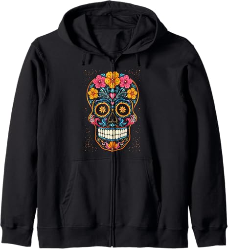 Halloween Sugar Skull Calavera Costume Tees Co - sugar skull zip up hoodie mens