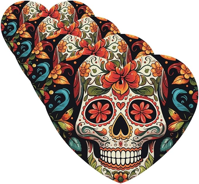 Colorful Sugar Skull Car Air Fresheners 4 Pcs Funny Hanging Car Air Fresheners Cute Long Lasting Scented Mirror Hanging Decoration Ornaments Gift For Men Women Heart Shape - sugar skull christmas ornament