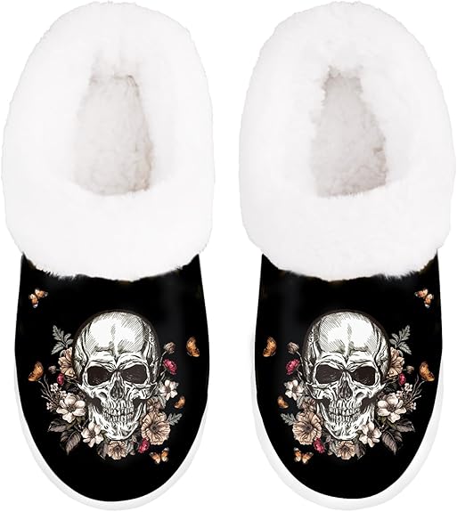 LOONG DESIGN - sugar skull slippers womens