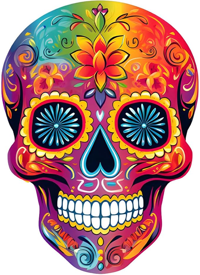Anime Sugar Skull Vinyl Car Decal – Waterproof Day of The Dead Bumper Sticker, 2-Pack Colorful Cartoon Graphic for Laptop, Water Bottle, Vehicle#B113 - sugar skull vinyl sticker
